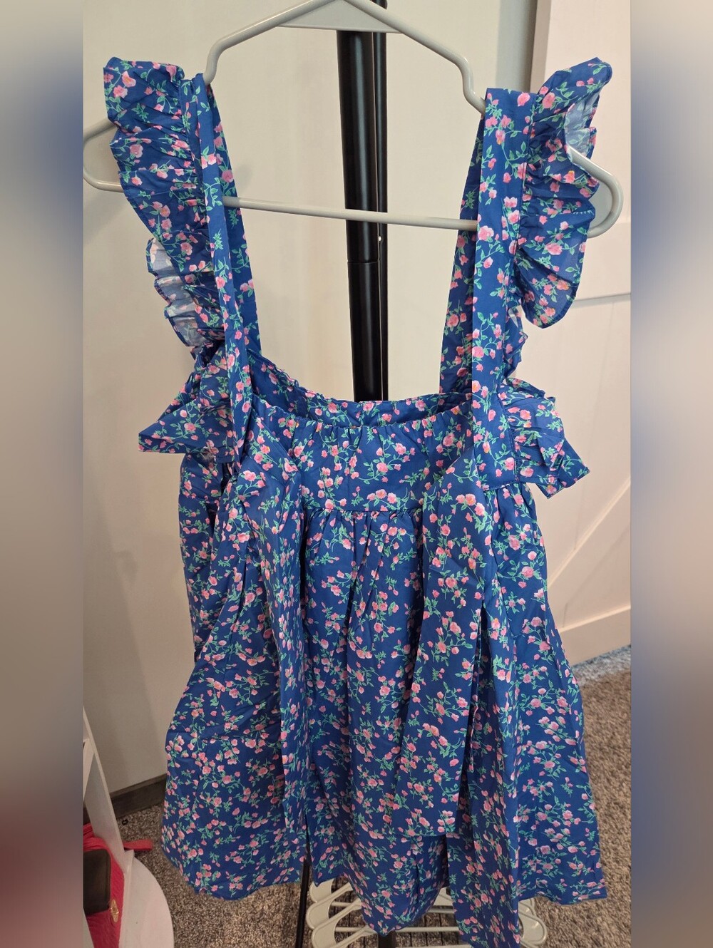 Blue Floral Ruffle Mini Dress - Picture 2 of 4